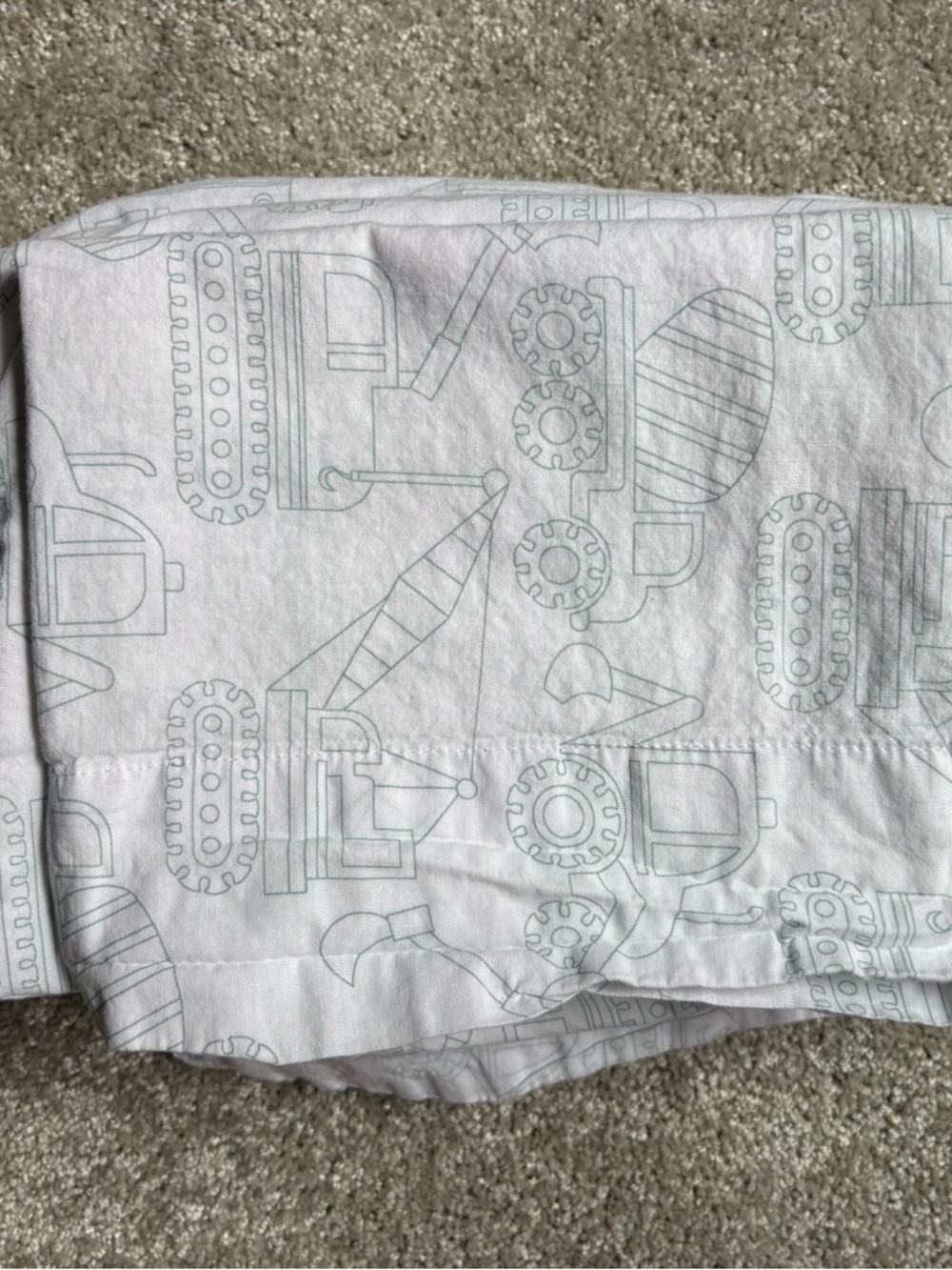 Twin Sheet Set Sage Construction Print 100% Cotton